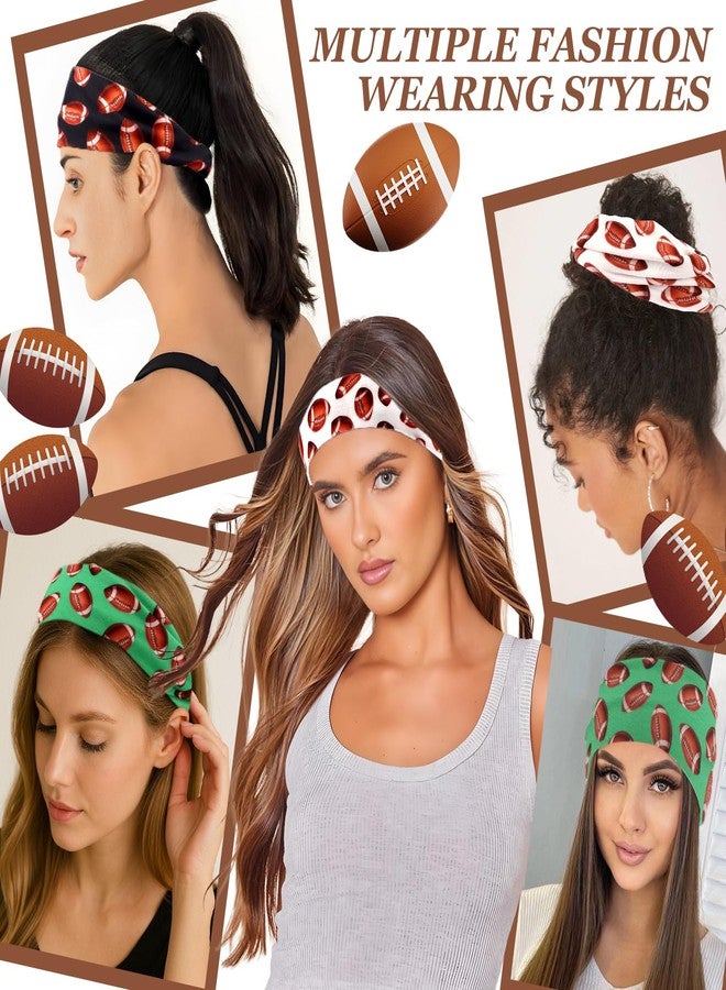 CUBACO 3 Pcs Football Headband for Women Game Day Outfits Hair Accessories Football Mom Essentials Cheer Mom Accessories Sport Headbands Elastic Soft Hair Bands for Women(Black White Green) - Image 2